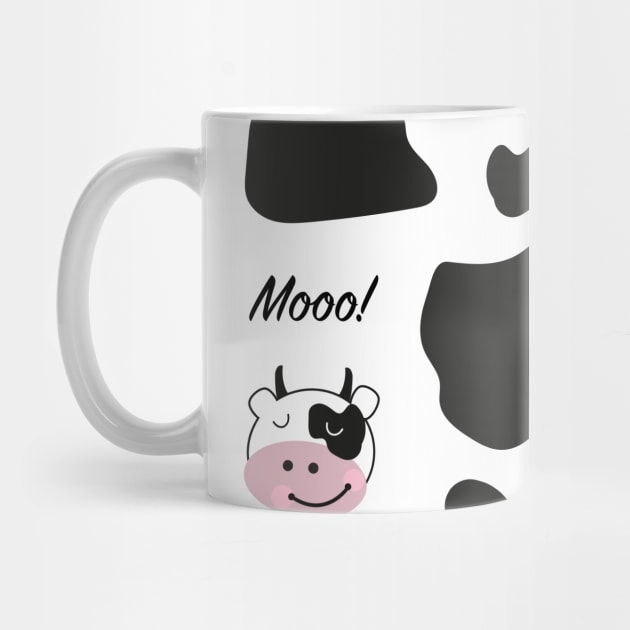 Cute cow Moo face black white by GULSENGUNEL